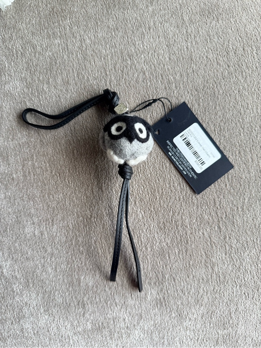 Loewe Black & Gray Owl Bag Charm Authentic with COA